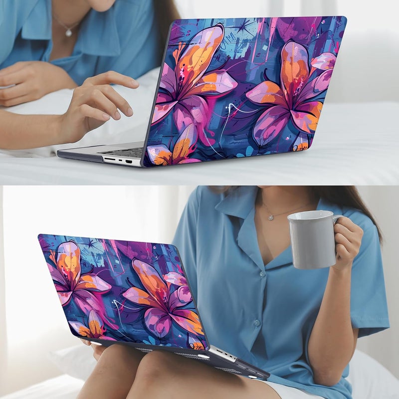 Mektron Case for M5 MacBook Pro 14 inch 2025 Model A3434 A3112 Fit 2024-2021 Model M4 A3112 A3401 A3185 M3 A2918 A2992 M2 A2779 M1 A2442 Pro/Max, Hard Shell Cover for MacBook Pro 14", Graffiti Flower - Image 5
